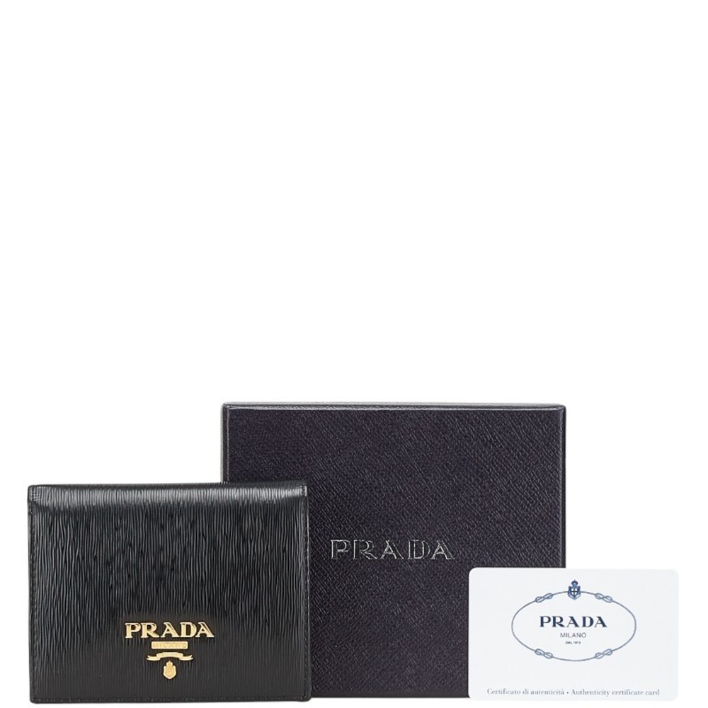 Prada Vitello Move Bifold Wallet 1MV204 Black Leather Women's PRADA - Picture 10 of 10